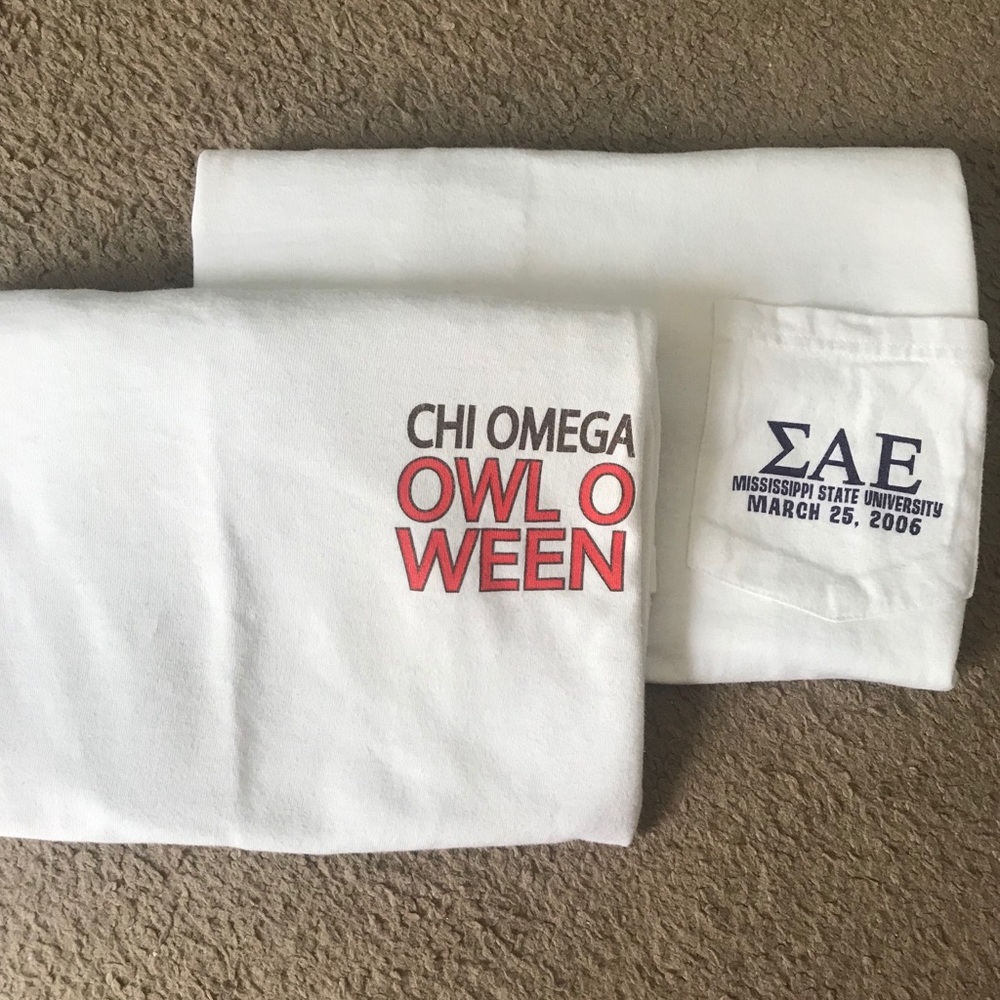 Two Mississippi State University Fraternity Shirts